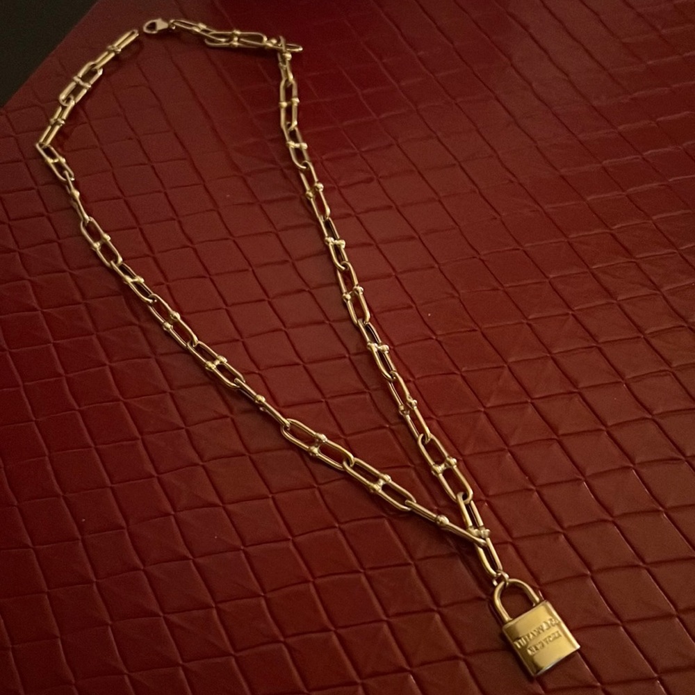 Hardware Necklace Japan 18K Solid yellow gold 13g. Brand Tiffany & Co. 18” long.